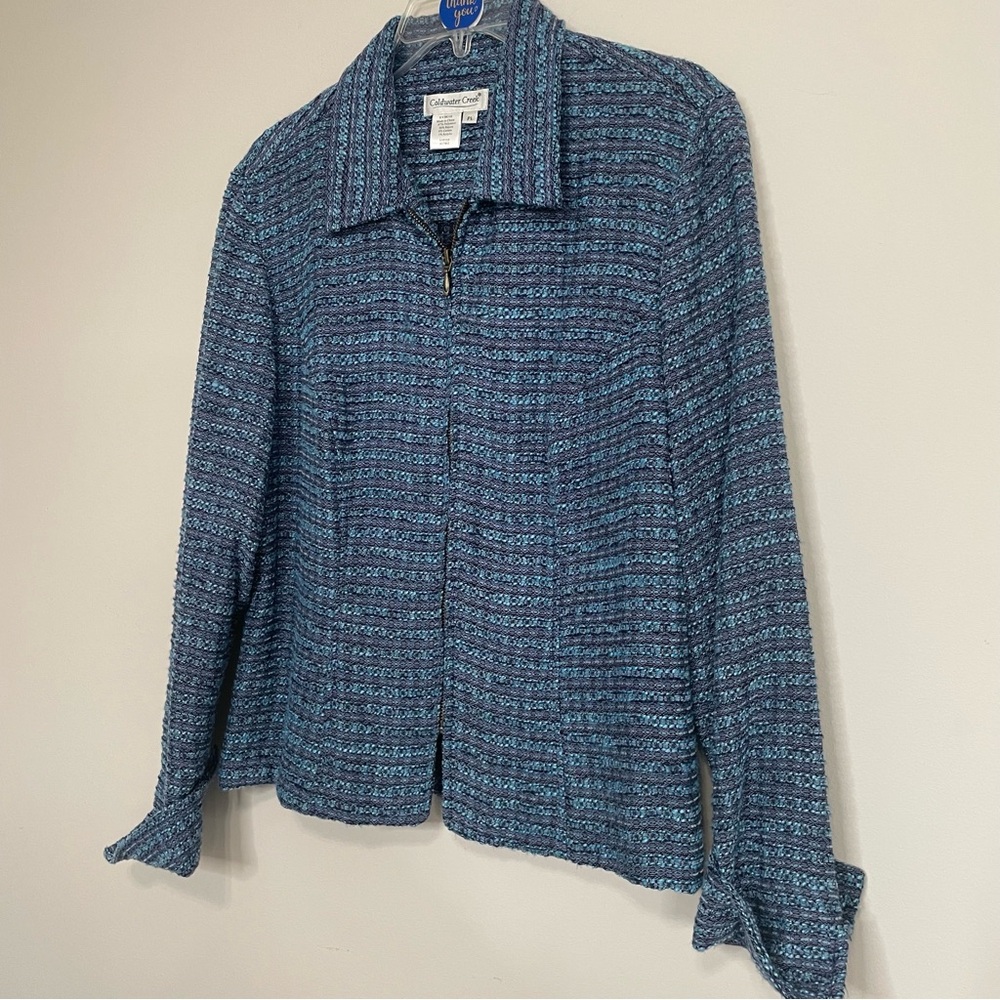 Coldwater Creek Blue‎ & Black Textured Jacket ~ Size P/L~ Office ~Professional